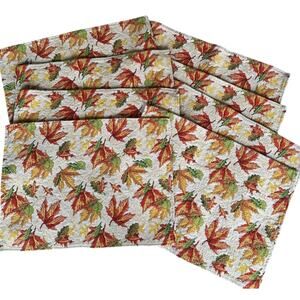Table Placemats Fall Leaves Orange Lot of 8